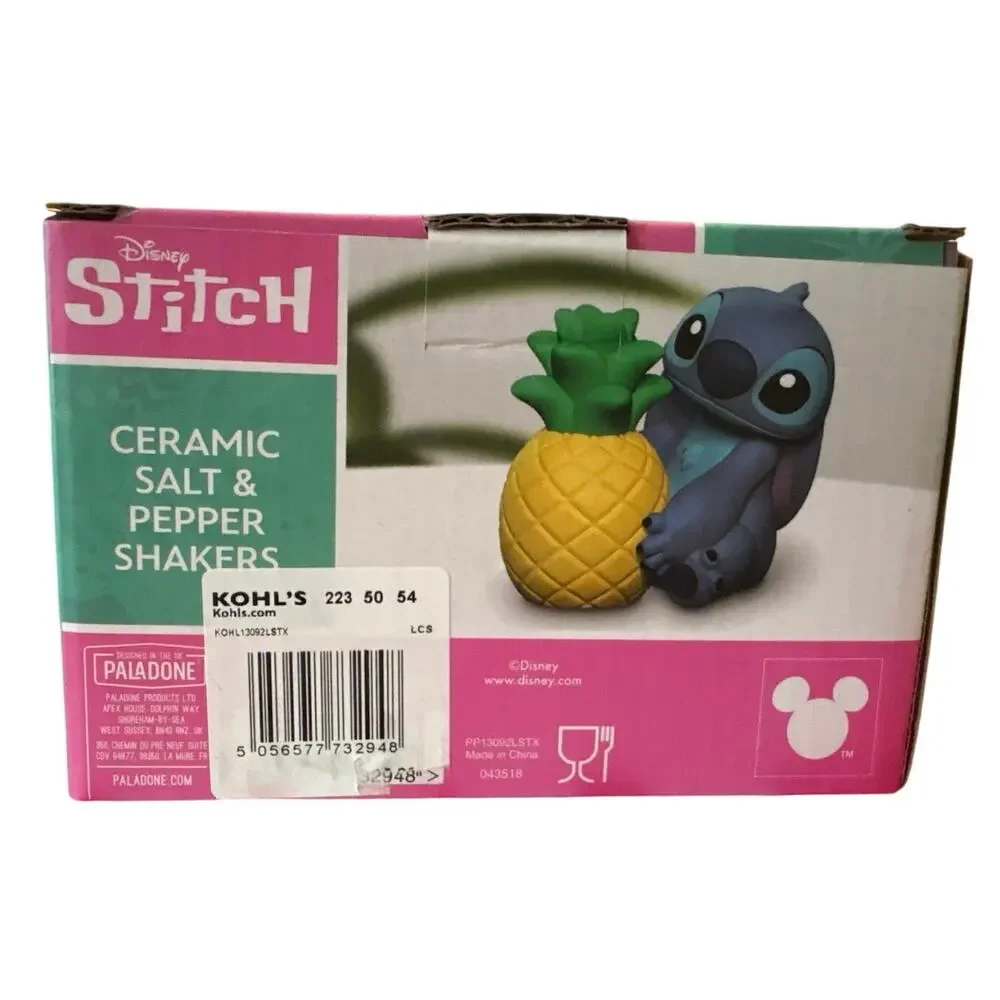 PALADONE Stitch & Pineapple Salt and Pepper Shakers  Disney NEW  Box Cermaic Set